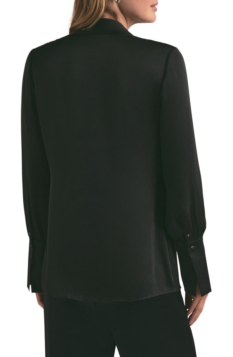 Favorite Daughter The Izzy Fluted Sleeve Satin Shirt, Alternate, color, Black