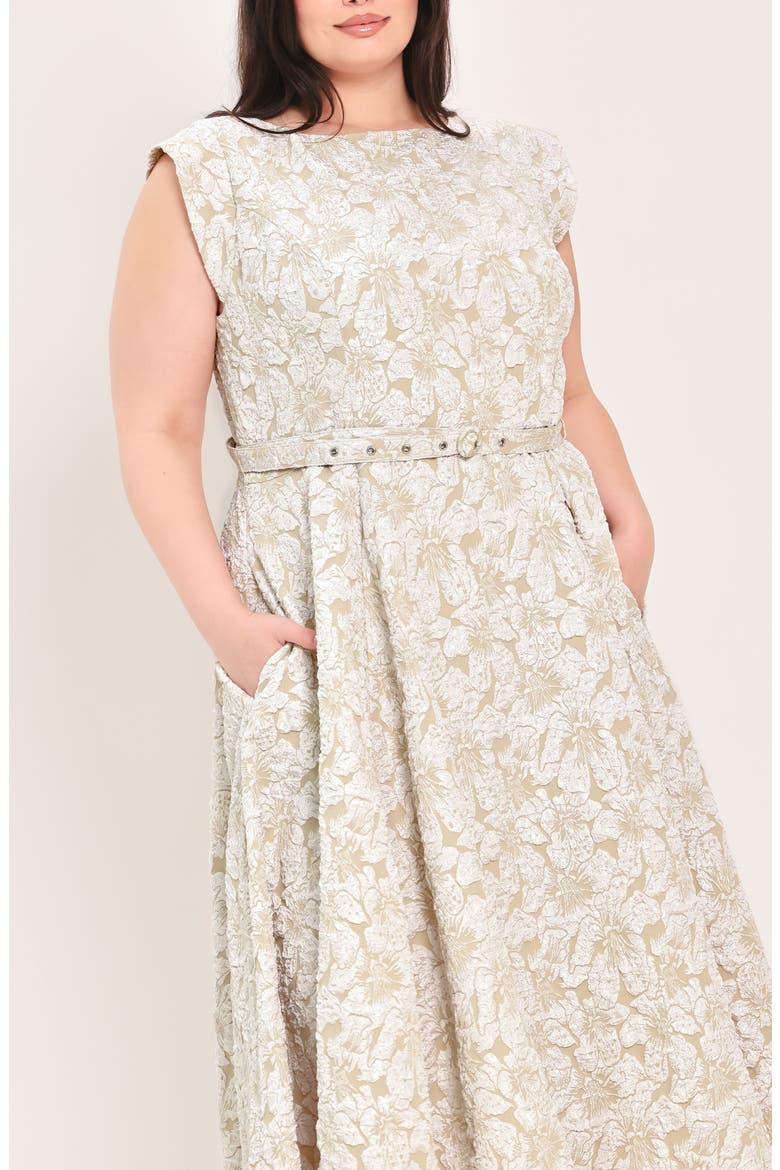Jacquard Midi Dress, Alternate, color, IVORY
