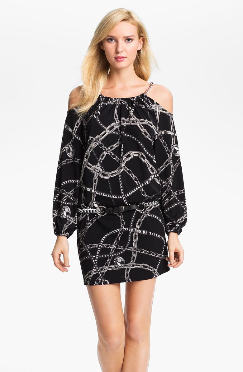 MICHAEL Michael Kors Cold Shoulder Chain Dress, Main, color,
