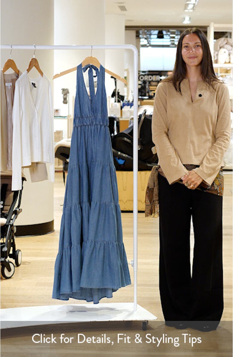 Tiered Denim Halter Midi Dress, sales video thumbnail