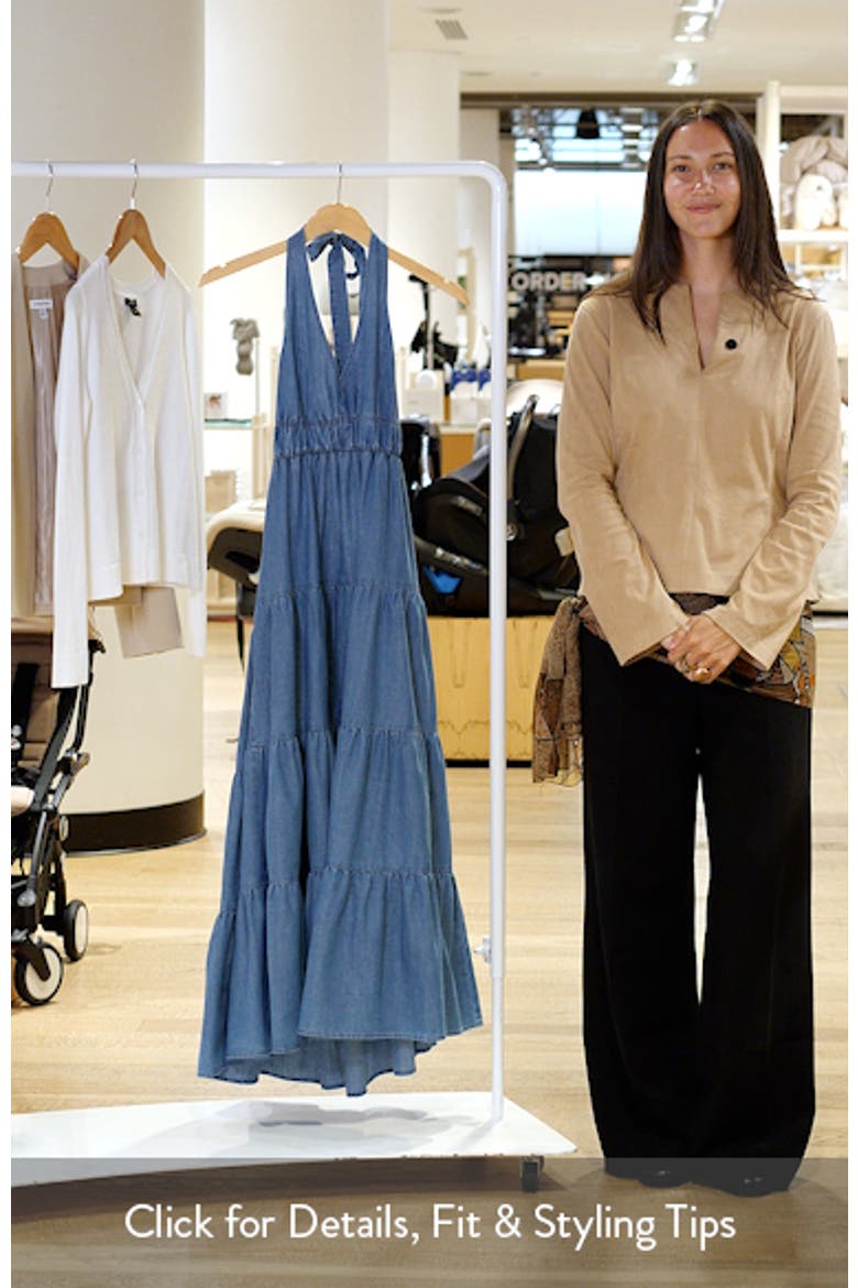 Tiered Denim Halter Midi Dress video