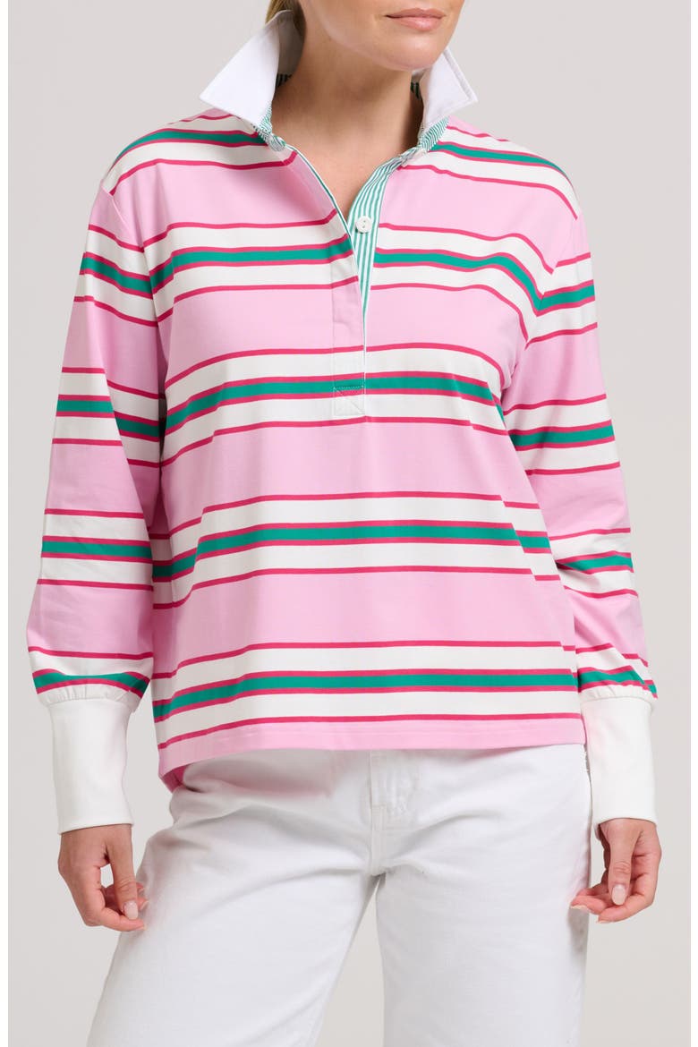 Robbie Long Sleeve Rugby Shirt, Main, color, PINK MULTI STRIPE