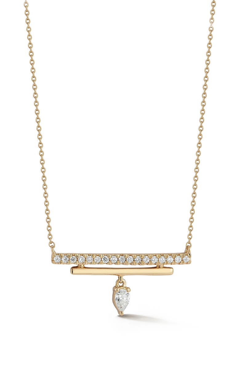 Dana Rebecca Designs Taylor Elaine Diamond Double Bar Pendant Necklace, Main, color, Yellow Gold