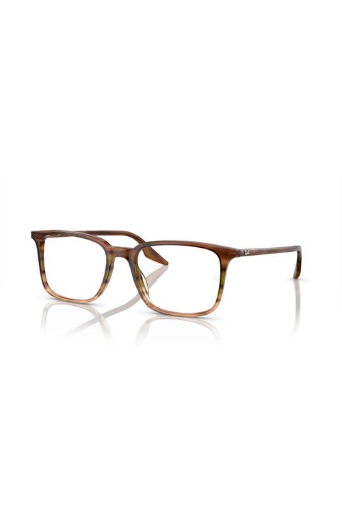 Ray Ban Ray-ban 53mm Rectangle Optical Glasses In Brown