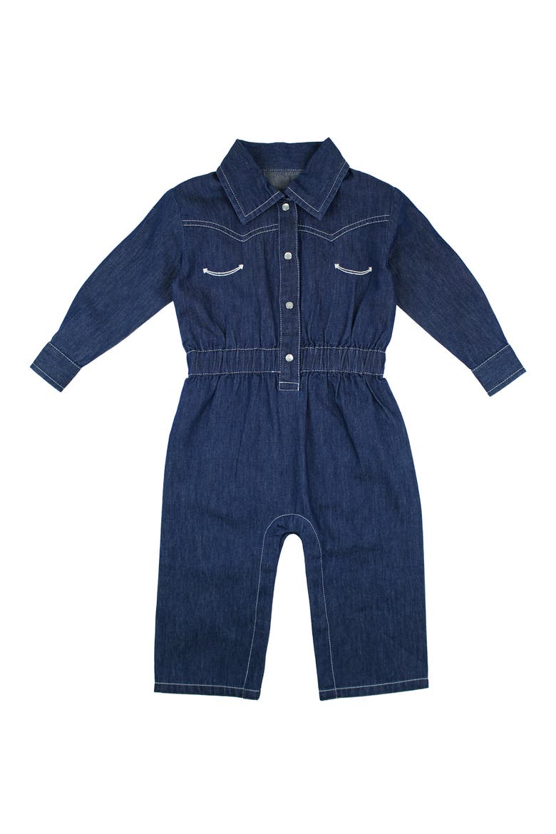 Kids' Western Denim Romper, Main, color, TRUE BLUE