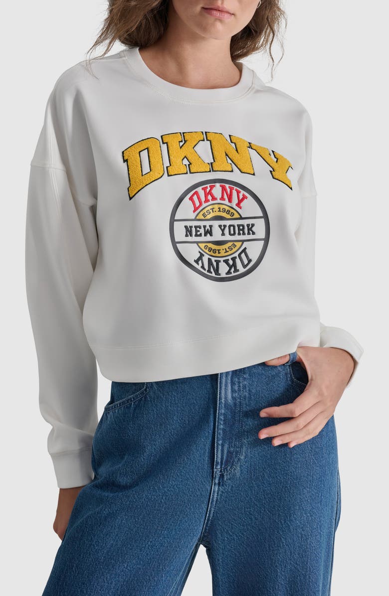 DKNY Varsity Graphic Sweatshirt, Alternate, color, 