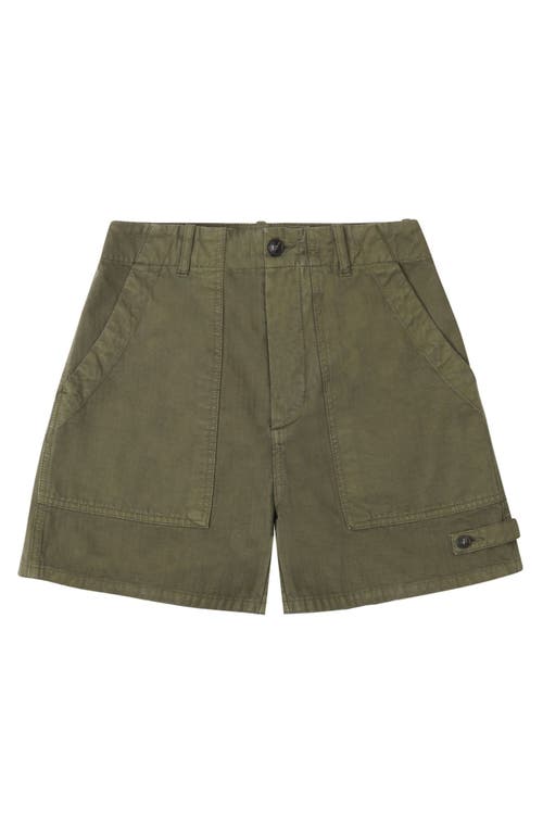 Fortela Jimt Herringbone Cotton Fatigue Shorts In Green