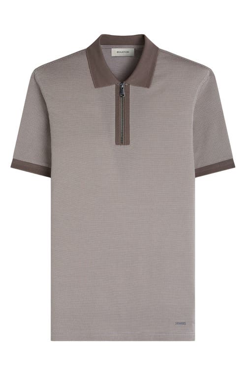 Bugatchi Quarter Zip Polo In Neutral
