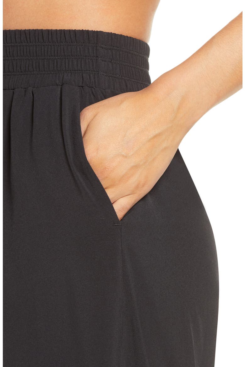 Getaway Flowy High Waist Crop Wide Leg Pants, Alternate, color, BLACK