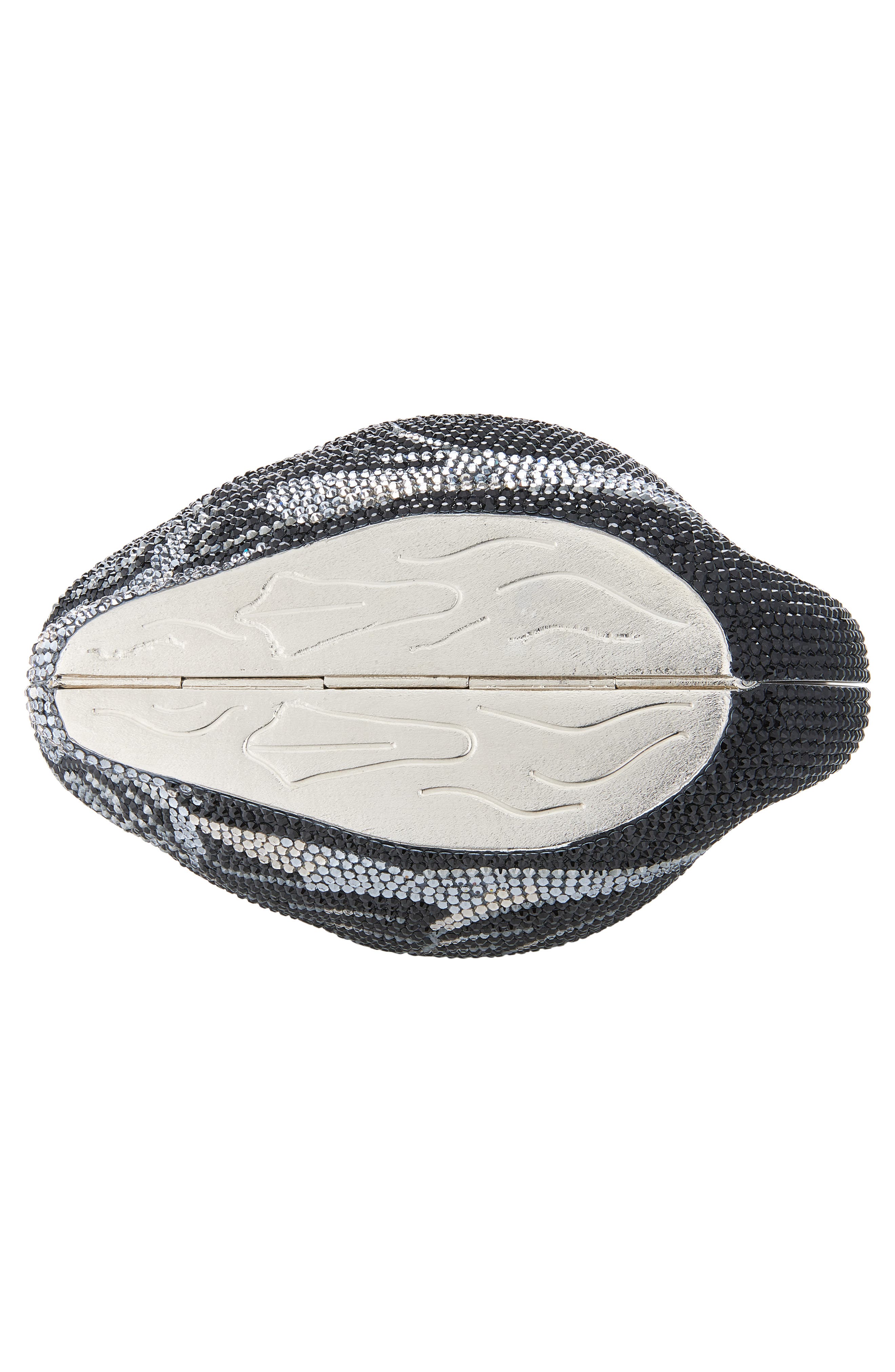 JUDITH LEIBER COUTURE Black Swan Crystal Embellished Clutch, Alternate, color, Silver Jet Multi