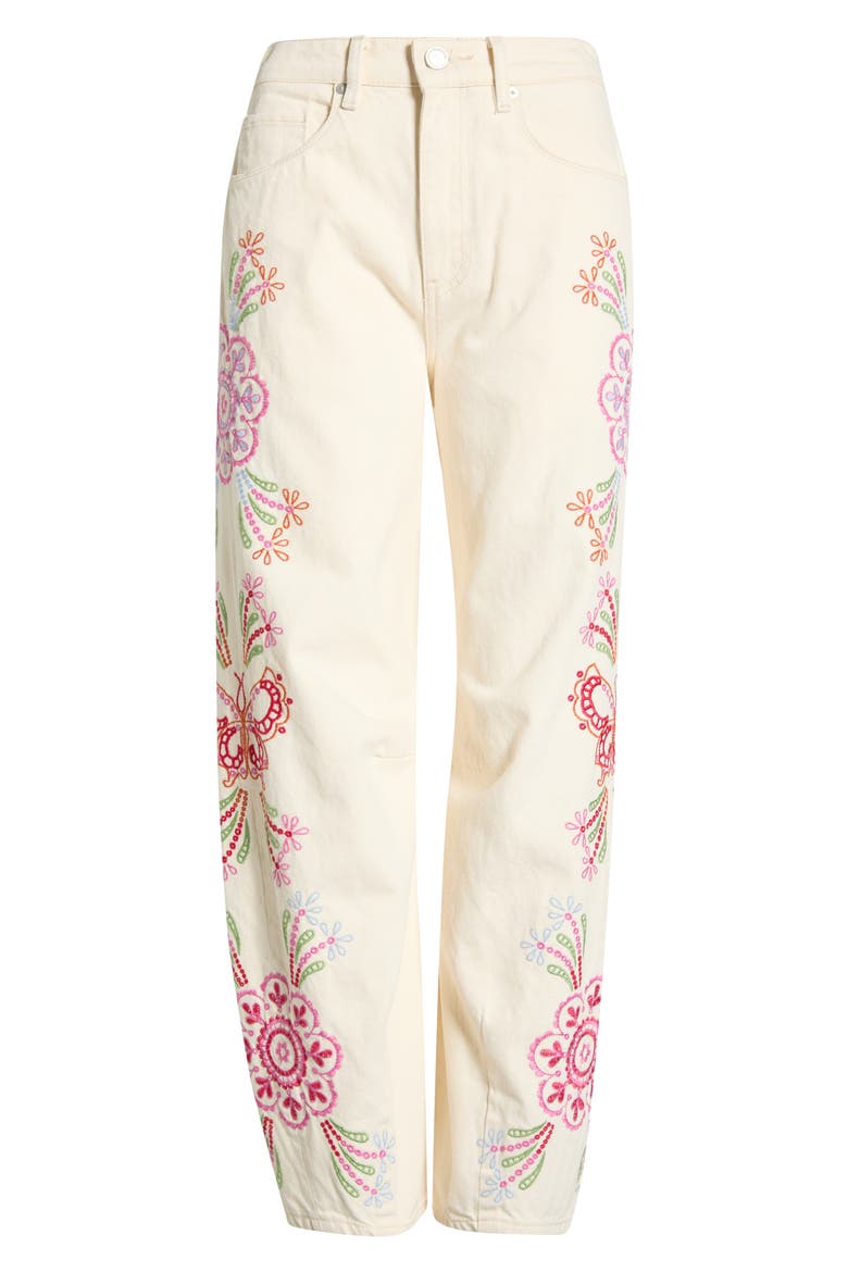 Floral Embroidery Barrel Leg Jeans, Alternate, color, SPRING FLING