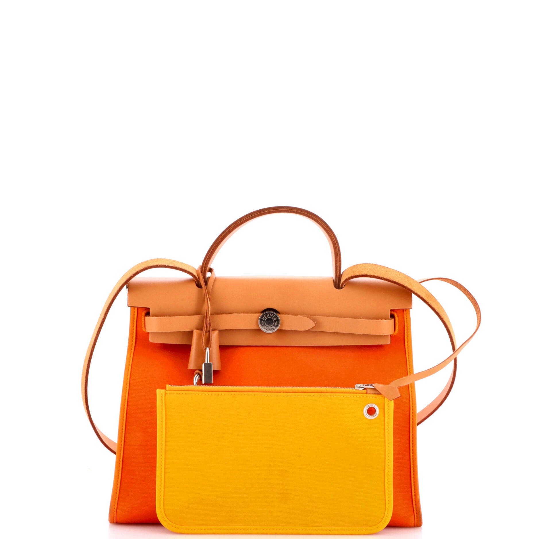 Herbag Zip Leather and Toile 31, Alternate, color, Orange