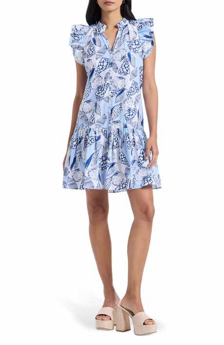 Robert Graham Savannah Shell Print Cap Sleeve Shift Dress