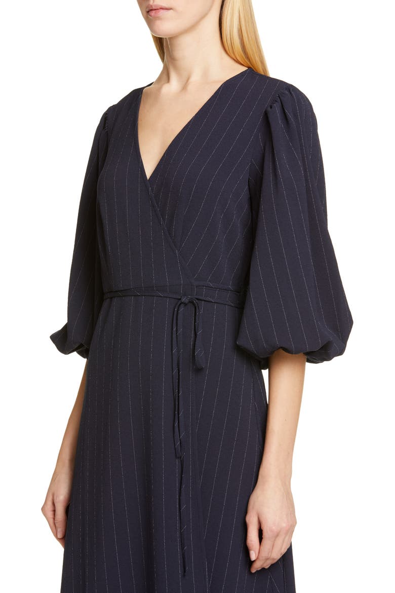 Heavy Crepe Midi Wrap Dress, Alternate, color, TOTAL ECLIPSE