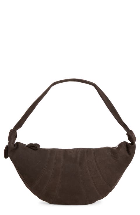 Large Croissant Nubuck Leather Bag