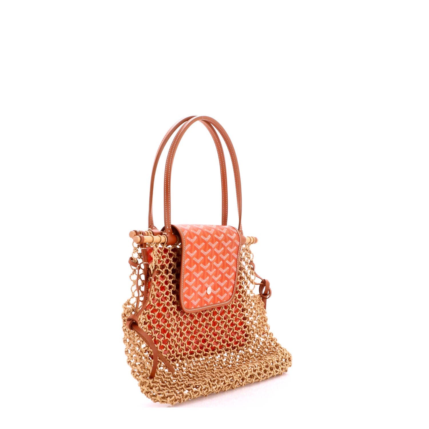 Aligre Bag Raffia Net with Coated Canvas, Alternate, color, Orange