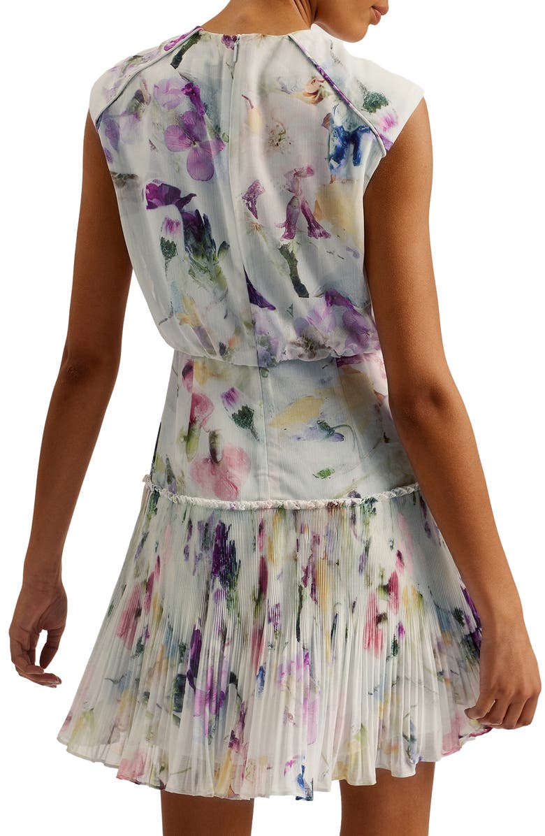 Ted Baker London Saintly Floral Sleeveless Plissé Minidress, Alternate, color,