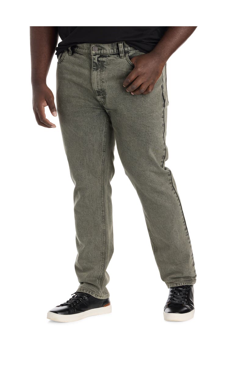 True Nation by DXL Big & Tall Overdyed Tapered Fit Denim Jeans, Main, color, Castor Olive