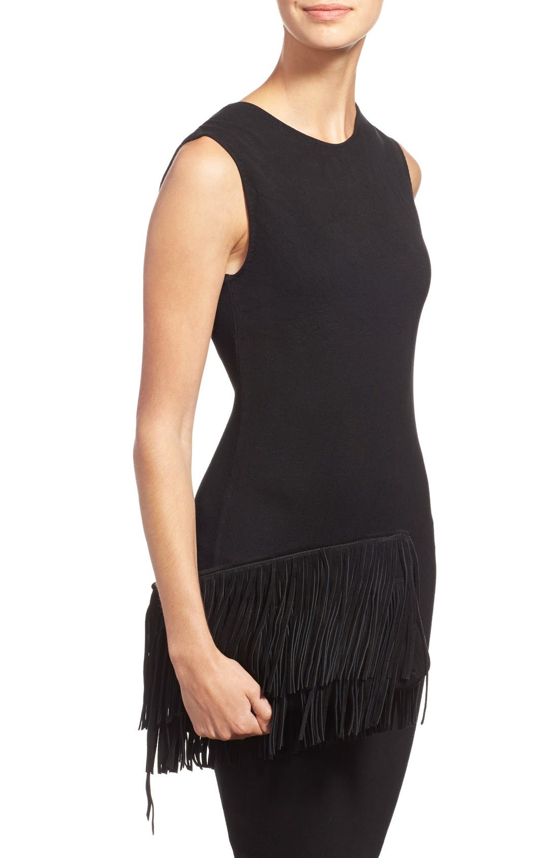 'Large Finn' Clutch, Alternate, color, BLACK