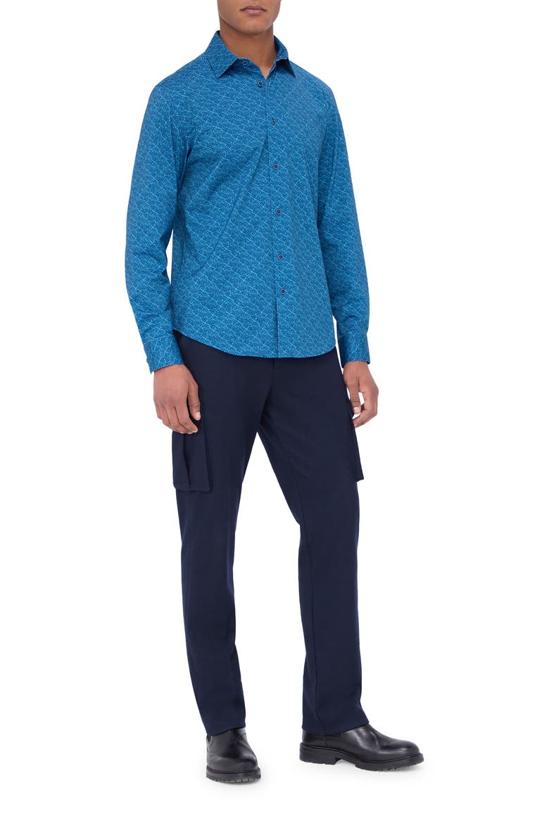 James OoohCotton® Abstract Print Button-Up Shirt, Alternate, color, NIGHT BLUE