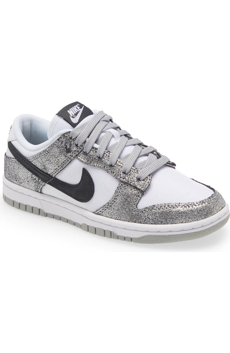 Nike Dunk Low Basketball Sneaker, Main, color, Metallic Silver/ Noir/ White