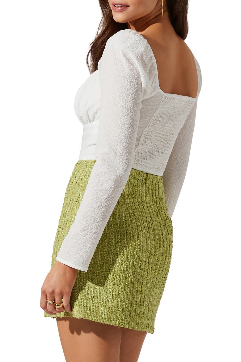 Long Sleeve Sweetheart Neck Crop Top, Alternate, color, WHITE