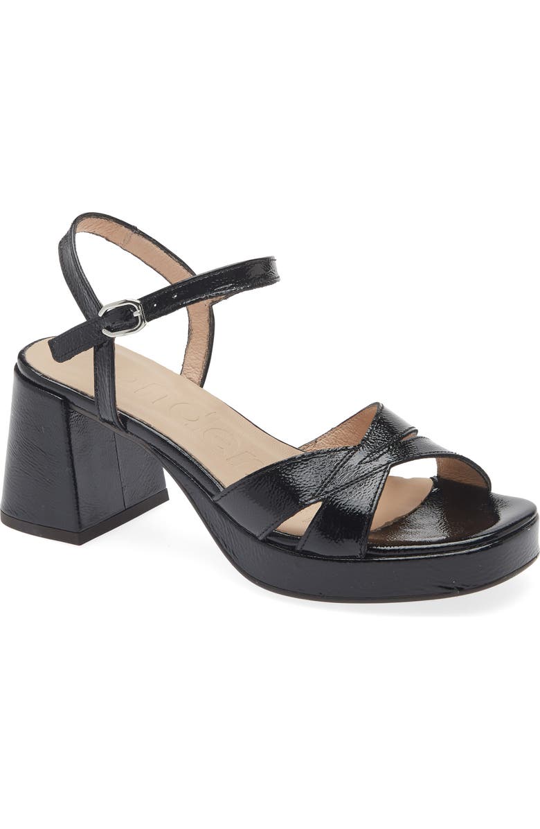 Wonders Ankle Strap Platform Sandal, Main, color, Lack Black