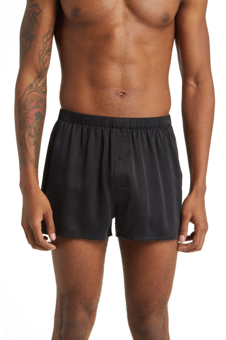 Washable Silk Boxer Shorts, Main, color, IMMERSED BLACK