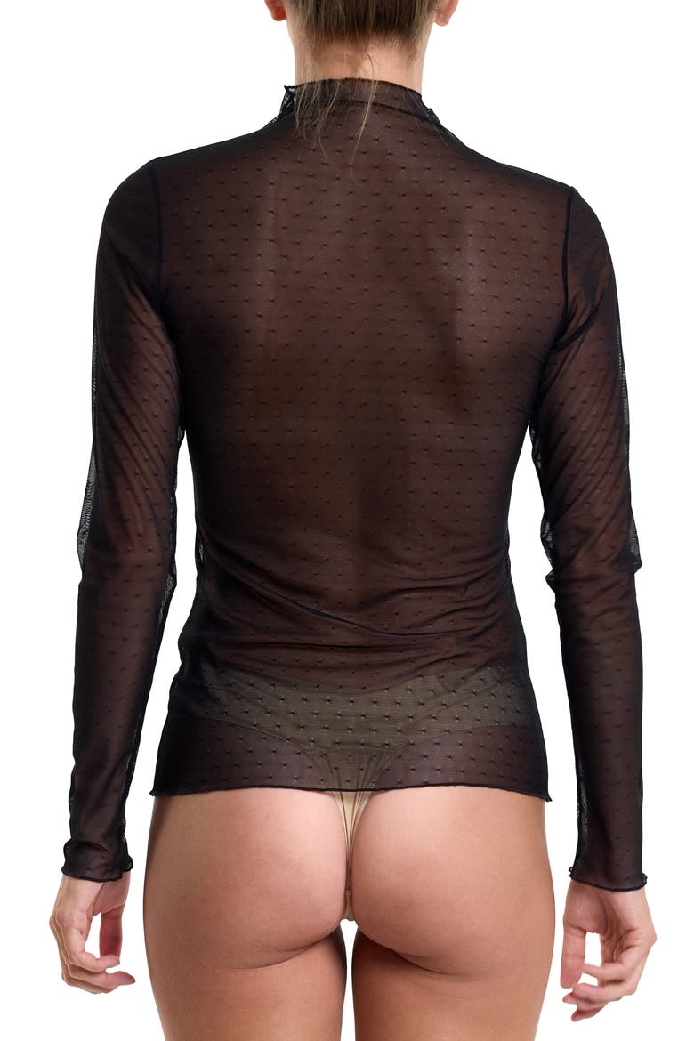 Dot Tulle Mock Neck Top, Alternate, color, BLACK
