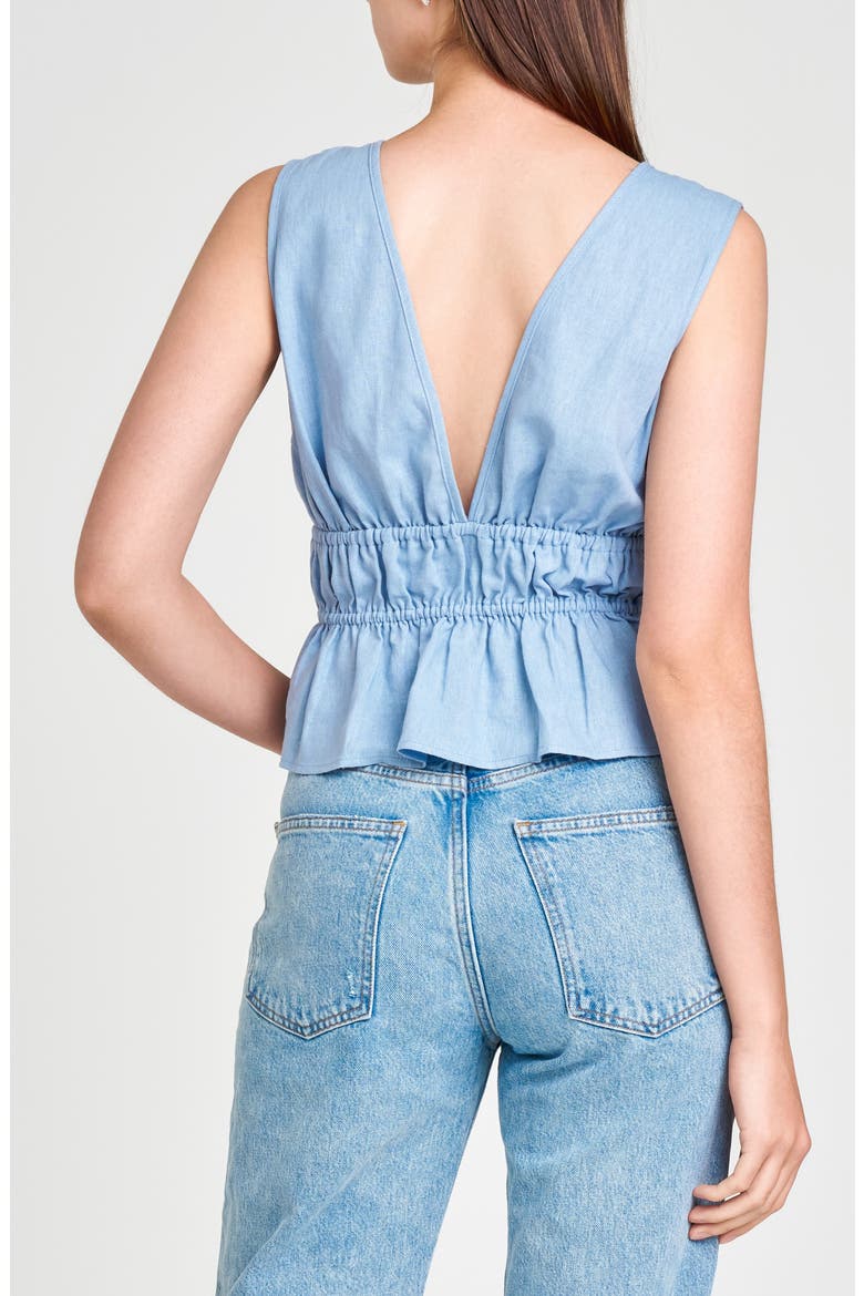 Nadine Deep V-Neck Sleeveless Top, Alternate, color, DUSTY BLUE
