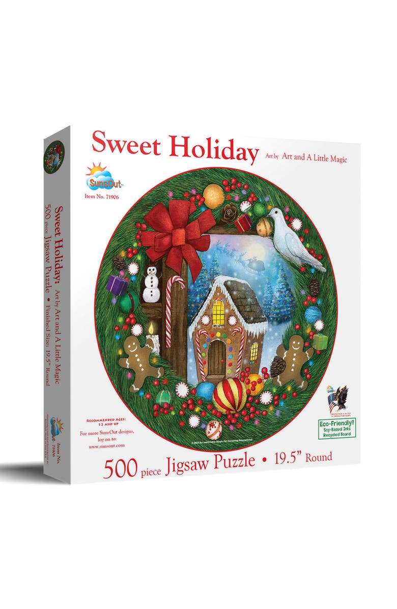 Sunsout Sweet Holiday 500 piece Jigsaw Puzzle for Adults Round, Main, color, Multicolor