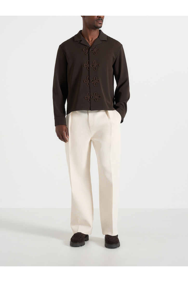 Valen Applique Detail Long Sleeve Shirt, Main, color, Brown