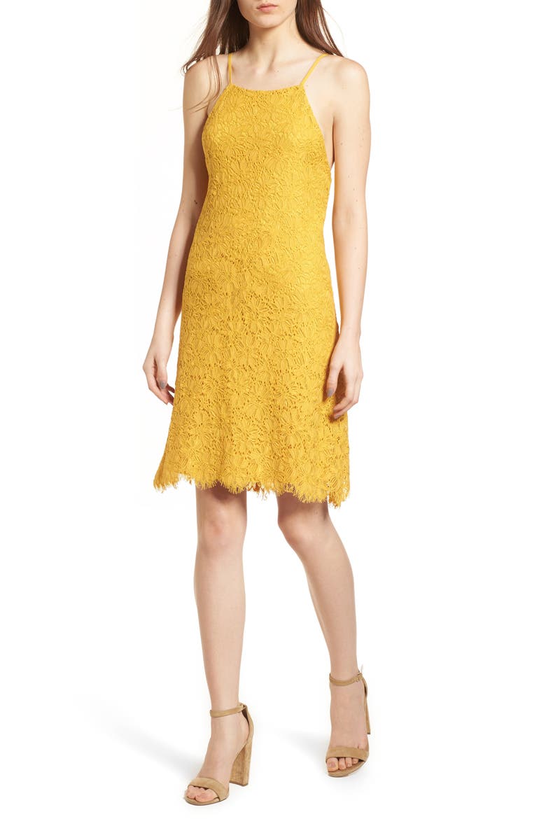 Lace Shift Dress, Main, color, MUSTARD