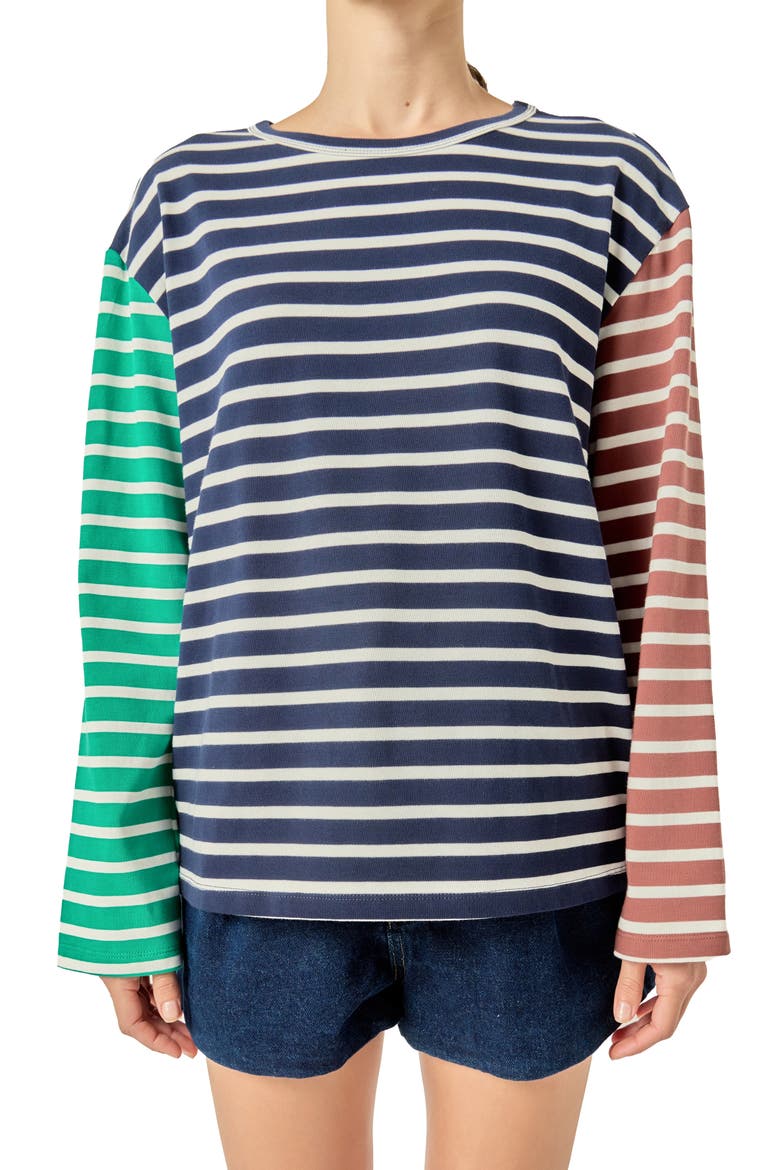 Stripe Colorblock Top, Alternate, color, NAVY MULTI