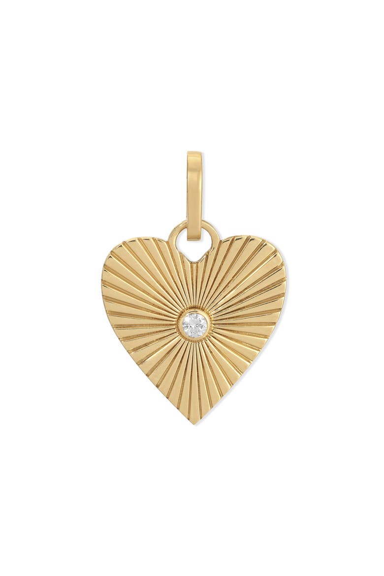 Groovy Diamond Heart Rays Hinged Charm, Main, color, 14K YELLOW GOLD