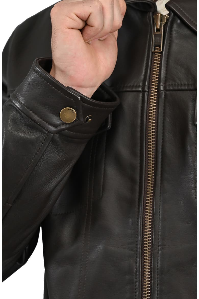 Leather Jacket, Alternate, color, DARK BROWN