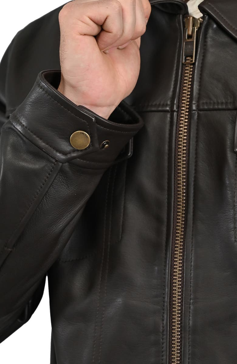 Frye Leather Jacket, Alternate, color, Dark Brown