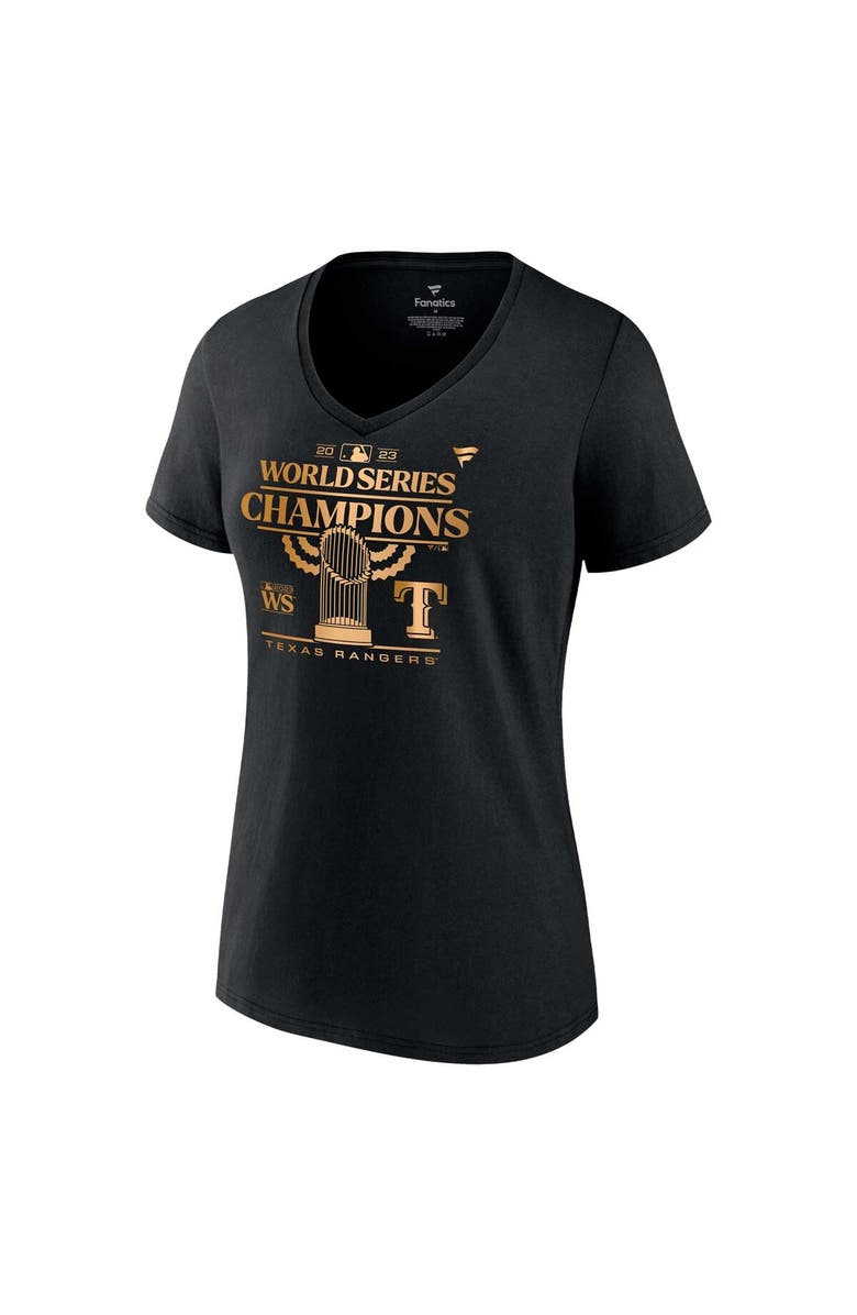 FANATICS Women's Fanatics Branded Black Texas Rangers 2023 World Series Champions Parade V-Neck T-Shirt, Alternate, color,