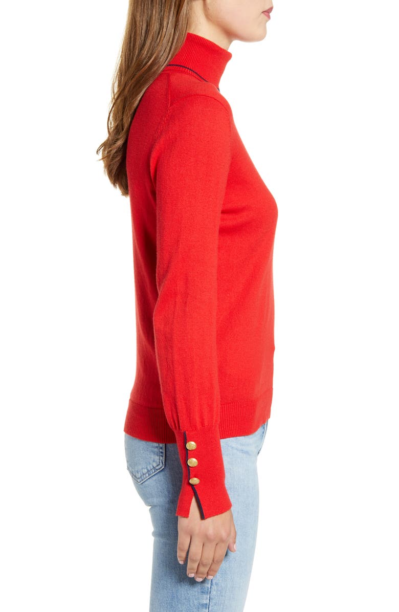 Court & Rowe Button Cuff Tipped Turtleneck Sweater, Alternate, color, 
