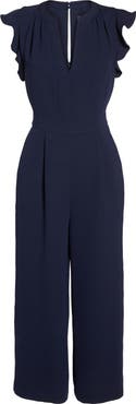 Vince Camuto Ruffle Wide Leg Crop Jumpsuit