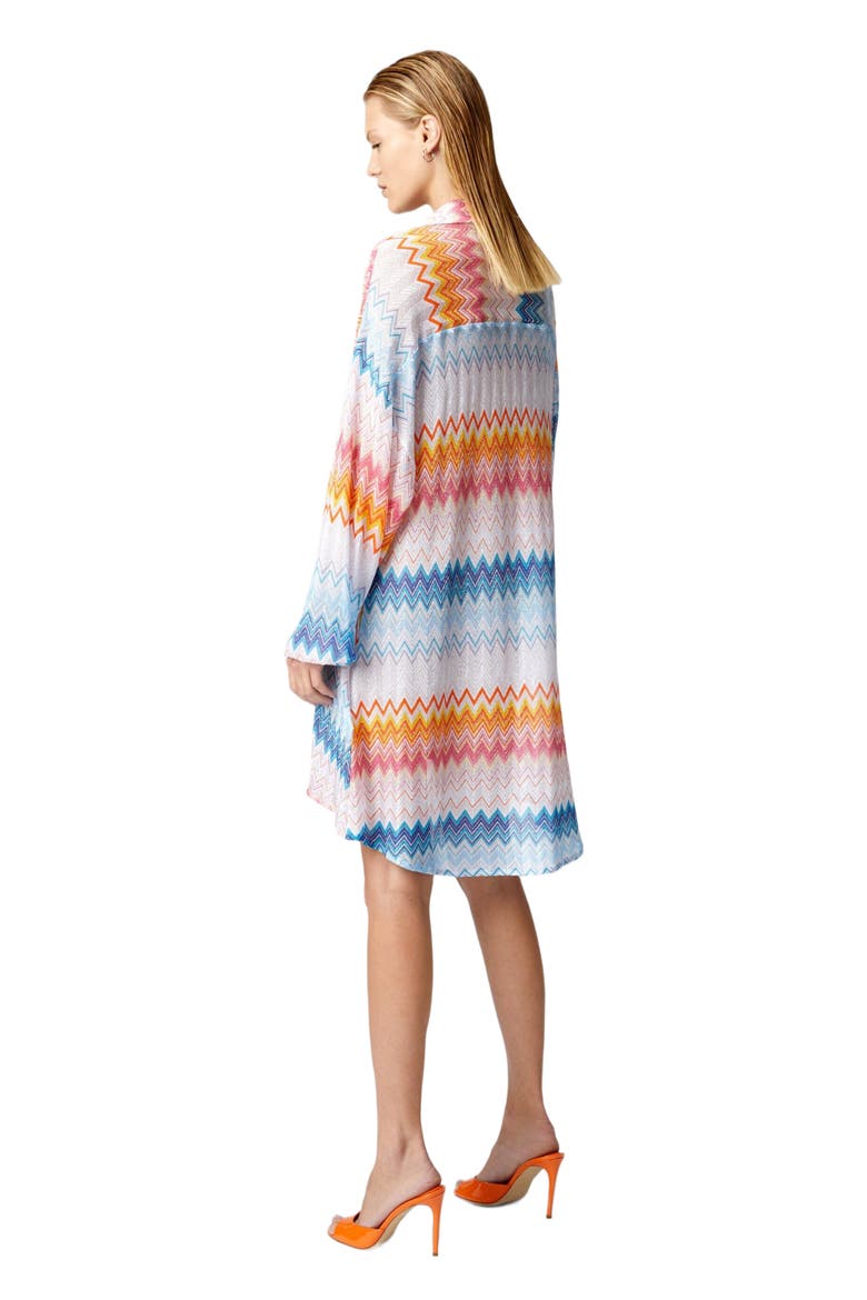 Oversized Shirt In Zig Zag Lamé Viscose Blend, Alternate, color, Multicoloured