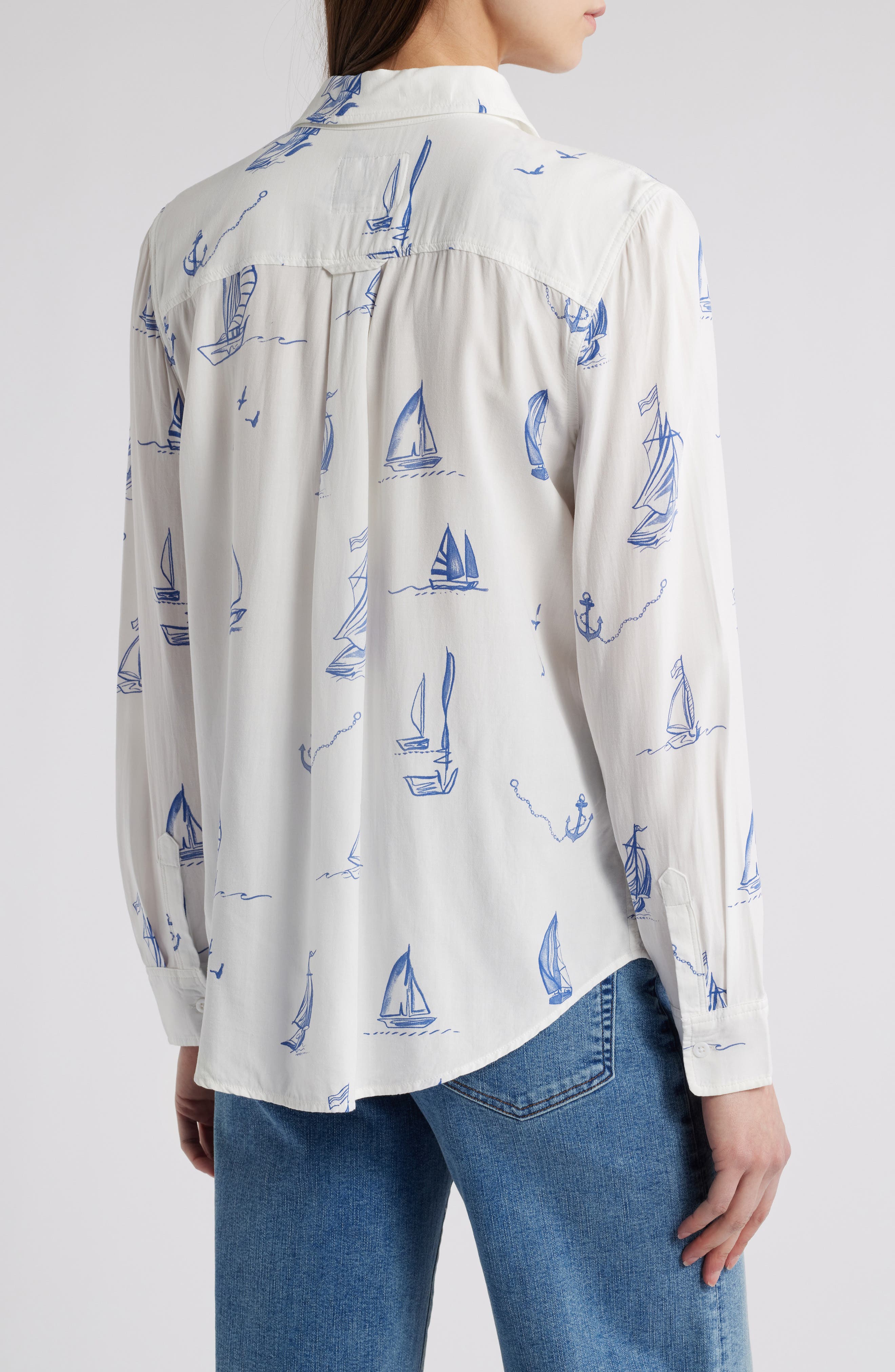 Kathryn Sailboat Print Button-Up Shirt - image 2