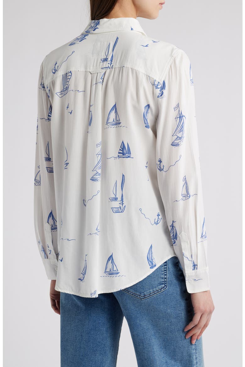 Kathryn Sailboat Print Button-Up Shirt, Alternate, color, SAILBOATS