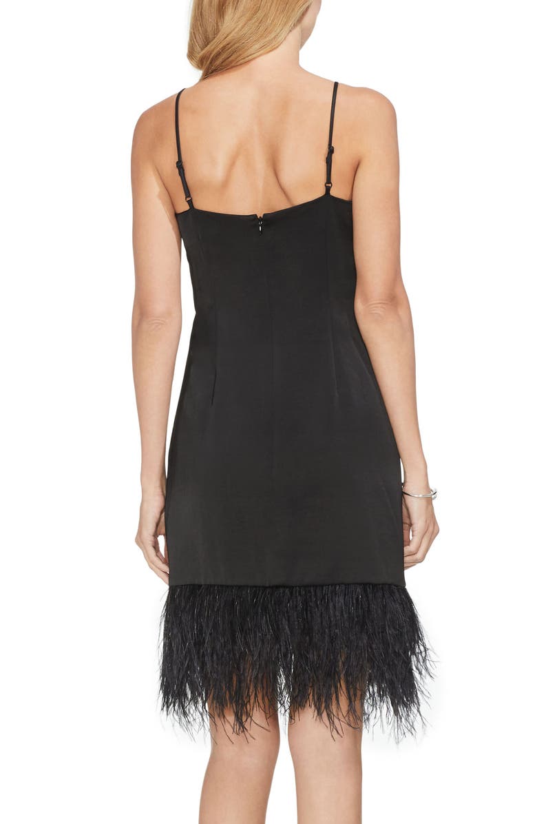 Vince Camuto Feather Hem Satin Slipdress, Alternate, color,