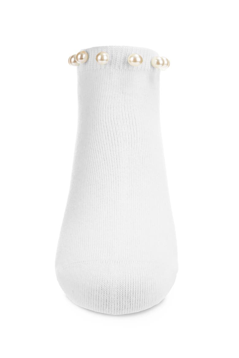 Pretty in Pearls Cotton Blend Anklet Socks, Alternate, color, White