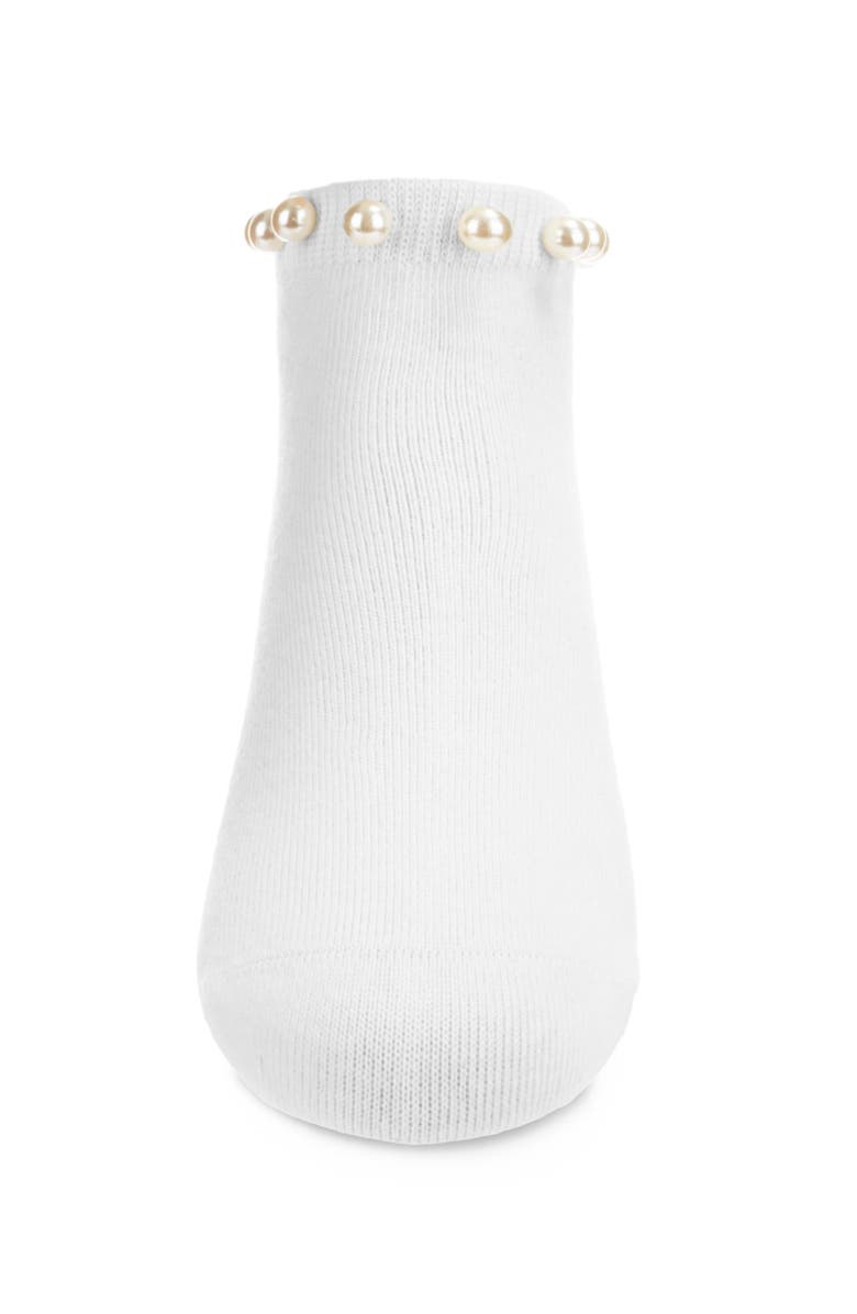 MeMoi Pretty in Pearls Cotton Blend Anklet Socks, Alternate, color, White