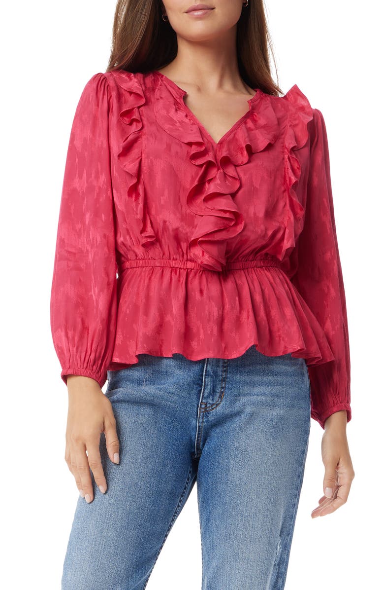 Sam Edelman Kamilah Long Sleeve Peplum Top, Main, color, 