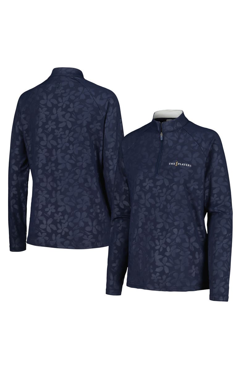 FOOTJOY Women's FootJoy Navy THE PLAYERS Embossed Raglan ProDry Quarter-Zip Top, Main, color, 