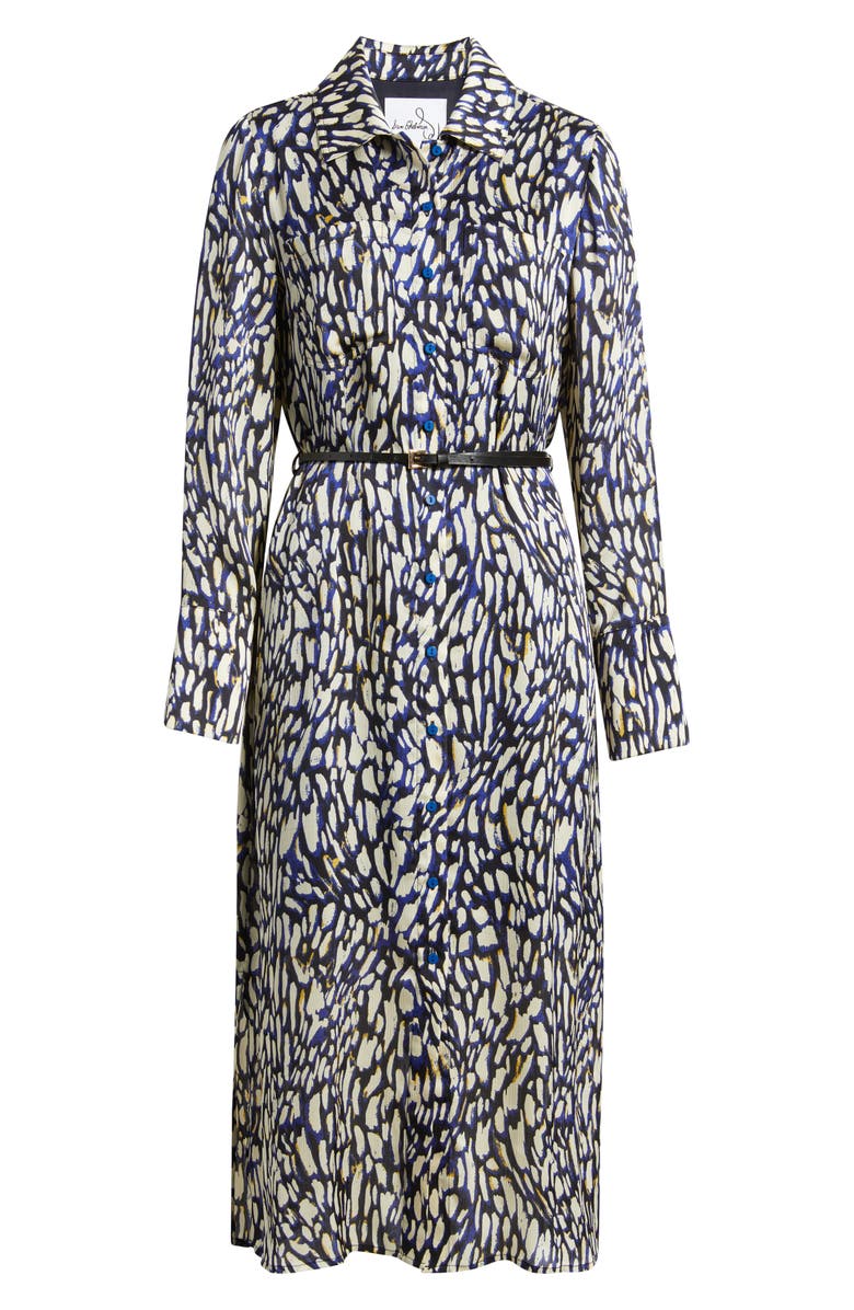 Sam Edelman Print Long Sleeve Shirtdress, Alternate, color, Blue/ Black