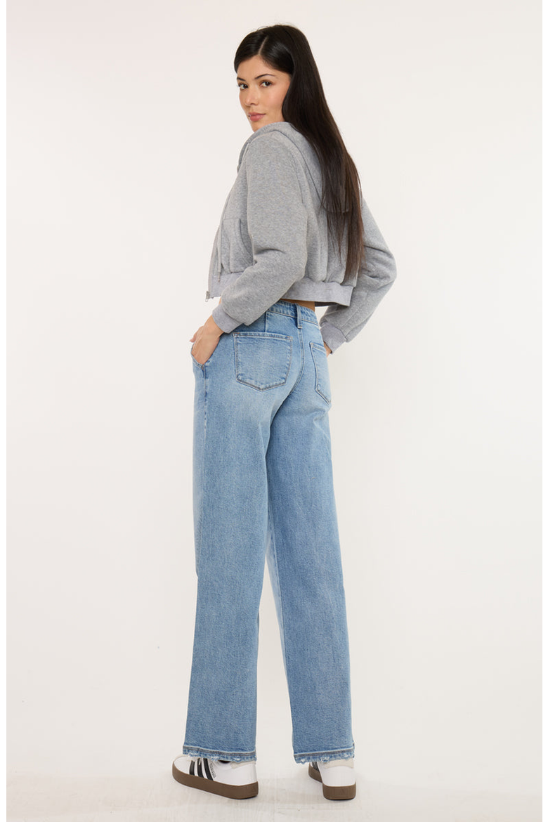 Alma Essentials Mid Rise Wide Leg Trouser Jeans, Alternate, color, Medium Wash